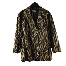 Slb Womens Size 3x Cotton Blend Multicolor Animal Print 3/4 Sleeves Jacket