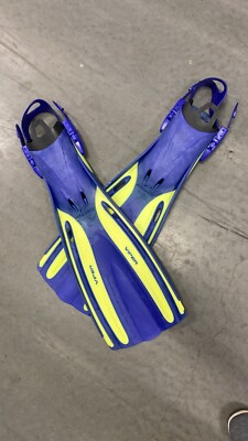 CLEARENCE SALE !!!OCEANIC Viper Fins SCUBA Open Heel ADJUST BLUE/YELLOW (Size S)
