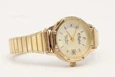 VTG Dufonte Lucien Piccard Women Gold Watch Hexagonal Bezel Stretch Band NEWBATT