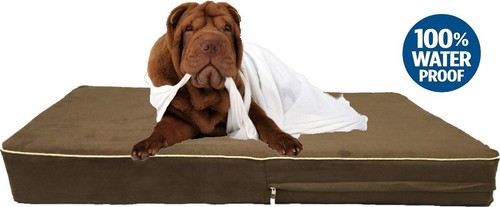 Waterproof Orthopedic MEMORY FOAM Pet Bed Dog Bed w/ durable suede zipper cover