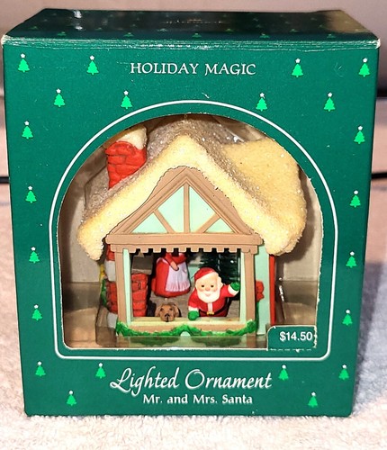 Hallmark Keepsake Magic Lighted Mr. and Mrs. Claus Ornament 1985 MIB WORKS!