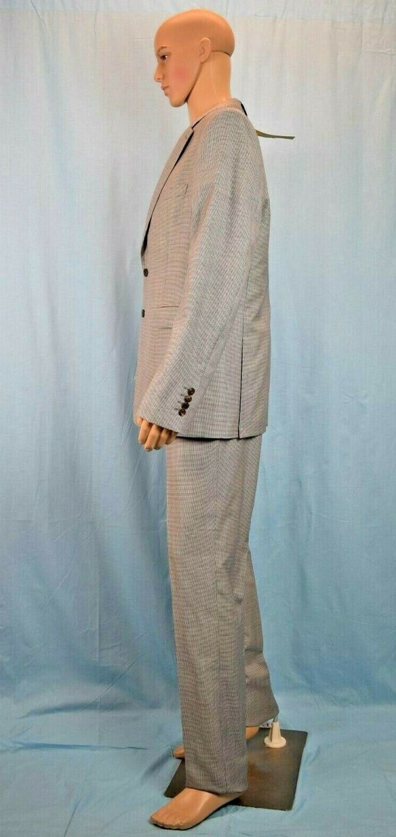$1795 BURBERRY STIRLING GRAY NAVY WOOL LINEN SILK SUIT EU 56
