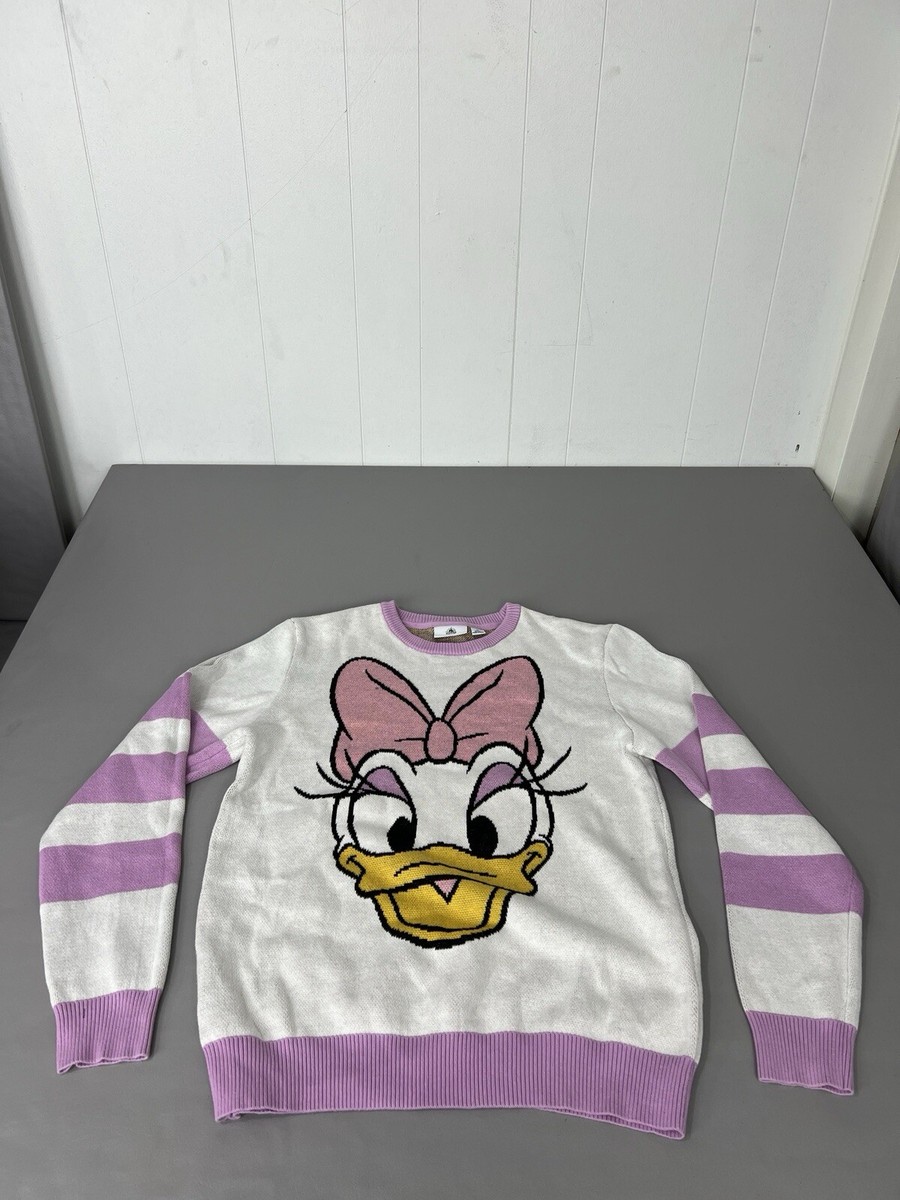 Vintage Daffy Duck Crewneck Sweatshirt Disney Pink White M  