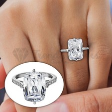 Size 10 (20mm) U - V Simple Thin Band Rectangle Stone Engagement Promise Ring