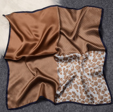 100 Silk Mulberry Wrap Shawl Square Brown cashew print Bandanna Scarf 53X53cm