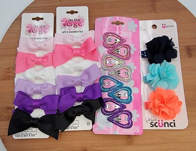 Scunci, On The Verge, & Trend One, assorted girl's barrette and bow set lot 4