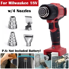 360W Cordless Heat Gun for Milwaukee 18V Lithium Battery Hot Air Gun w/4 Nozzles