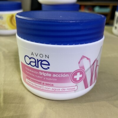Avon Care Triple Action Face Cream 13.5 Oz Rose Water Vitamin E Moisturizer Soft
