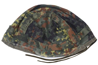 Large (58-60) - Used German Bundeswehr Flecktarn Helmet Cover Snow Reversible