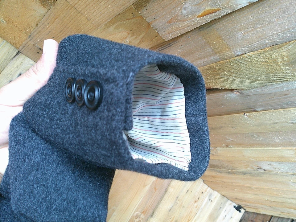 ITALIAN WESTEND WOOL Wesley trench coat Mens 48L Long Overcoat Charcoal Gray - Image 4 of 4