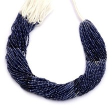 AAA Burmese Multi Blue Sapphire 2mm-3mm Micro Faceted Round Beads 13inch Strand