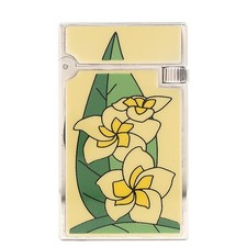 S.T. Dupont Lighter Fantasy Plumeria Metal White/Yellow Ignition OK Used