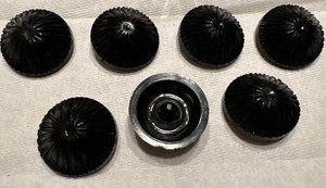 Vintage Large Black Carved Sunburst Dome Coat Buttons 1.75” Shank Set of 7
