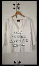 Oska Womens Blazer/jacket 100% Linen Size 12-12 White Spring Summer