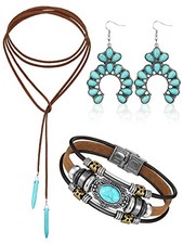 3 Pcs Western Jewelry for Women Bohemian Set, Boho Pendant Long Classic