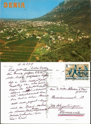Postale Dénia Denia Aerial Photo 1979