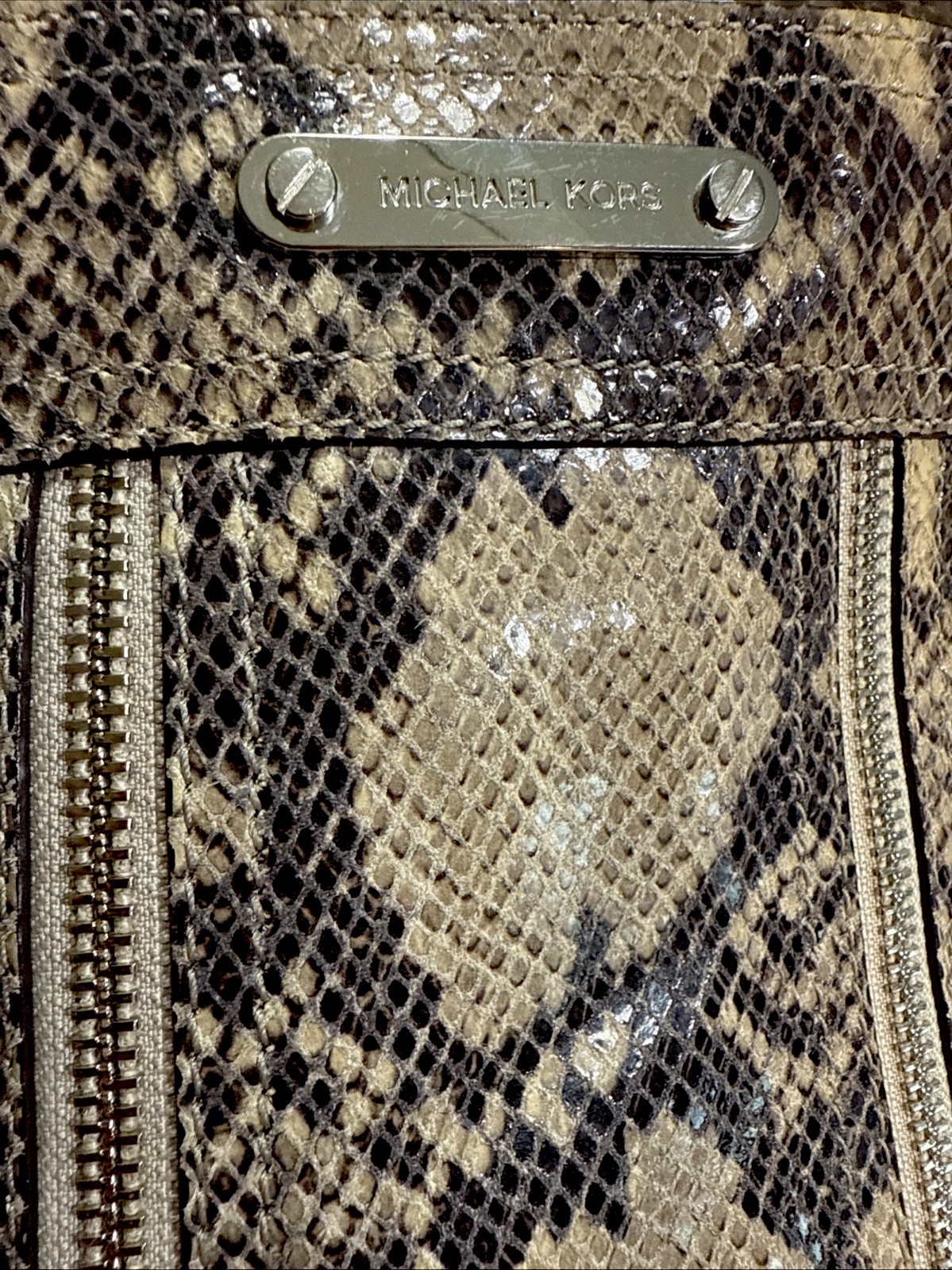 Michael Kors Python Embossed Leather Handbag -Cro… - image 2