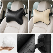 Car Neck Pillow Pu Leather Headrest Cushion Universal Auto Seat Support Soft