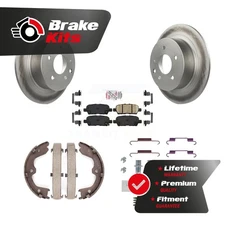 Rear Disc Coated Rotors Ceramic Pads Parking Shoes Hardware Kit For S with FWD