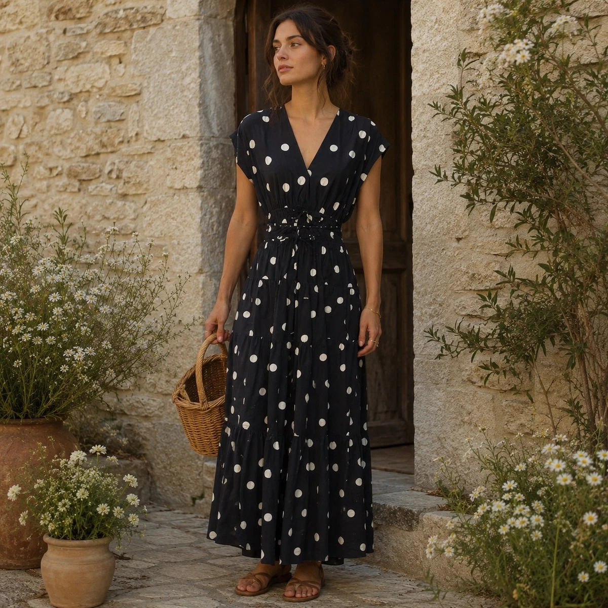 nicole miller brown polka dot dress Nellie Maxi Dress | Brown Polka Dot | Womens