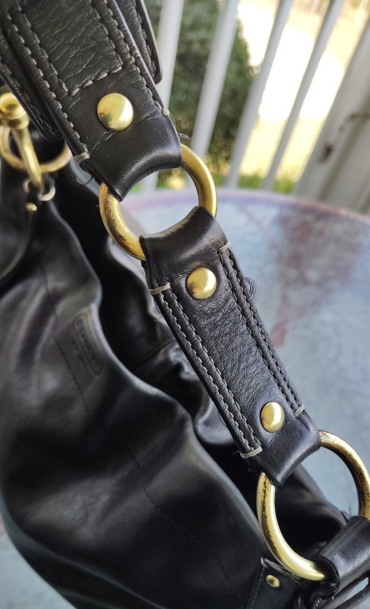 Coach Vintage LARGE F10616 Carly Black Leather Shoulder Bag | eBay