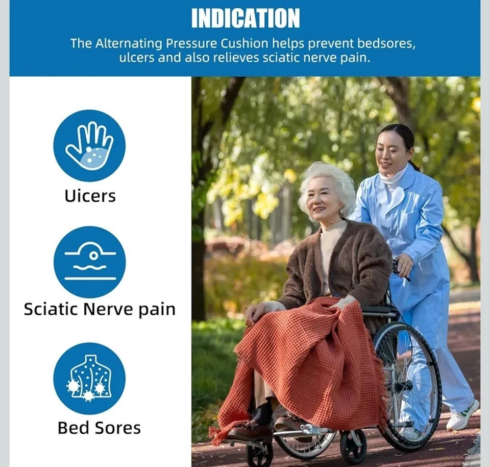 Cojín de presión alterna para silla de ruedas impermeable cojín de celda de aire cojín cojín de asiento Foto 2 de 4