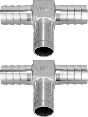 2 Pack 1 1/4'' 304 Stainless Steel Barb Tee Joint Fitting Union Hose Coupling
