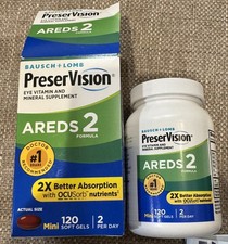 Bausch Lomb PreserVision Eye Vitamin Areds2 Formula 120 Mini Count 6/27