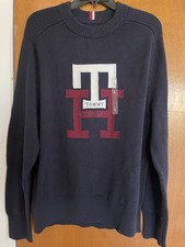 NWT Tommy Hilfiger Men's Bold Logo Sweater Cotton Blend Navy SZ Large