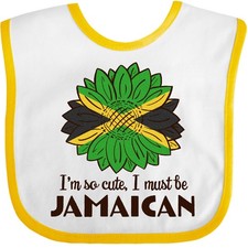 Inktastic I'm So Cute, I Must Be Jamaican Jamaica Flag Sunflower Baby Bib Flags