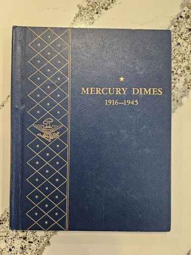 1916 to 1945 Mercury 10c Silver Collection Whitman Album 76 Dimes - NO 1916-D