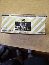 Vintage Griffin Shoe Shine Kit Tin Only Storage Misc. Buttons Ect.