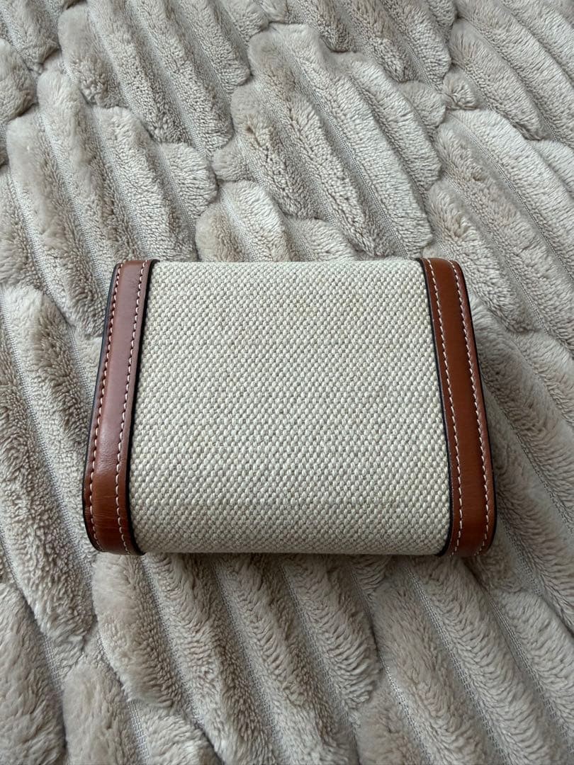 Celine Triomphe Small Wallet Canvas Leather Trifold with Box Dust Bag Rare image 3