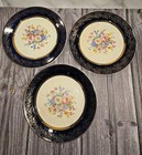 Century by Salem 23 Karat GOLD  10" DINNER PLATE Floral Blue Trim Set of 3 Plate
