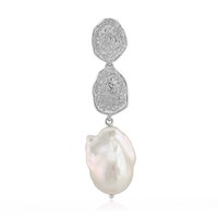 Exquisite WeißE Perle Rhodium Silber AnhäNger