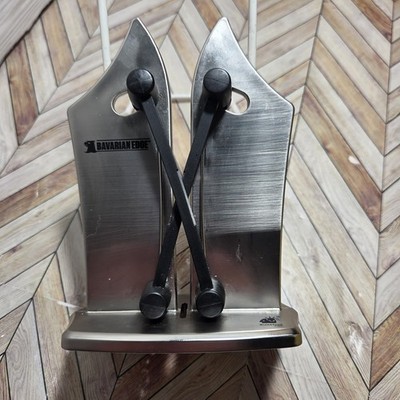 Bavarian Edge Knife Sharpener Stainless Steel Crossed Quick Sharpen & Serrated