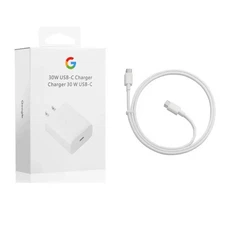 Official Genuine Google 30W PD Fast Charger USB-C Fits Pixel 8 7 6 5 + Cable Set