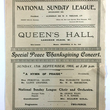 National Sunday League Special Peace Thanksgiving Concert Opera Program 1905