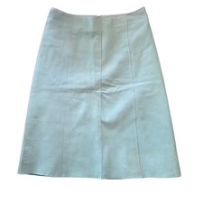 BEBE Genuine Leather Pencil Skirt Rare Color Light Blue Lined Classic Size 2