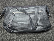 M&S Womens Real Leather Handbag Black Good Size Good Condition