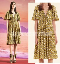 GUCCI DRESS CARDAMOM SAILBOAT PRINT SILK FLUTTER SLEEVES $2,900 sz 40 US 4