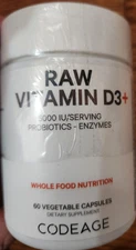 Codeage Raw Vitamin D3+ 5000 IU, 60 CAPS - EXP : 2026