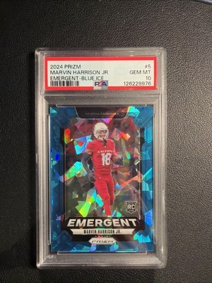 Panini 2024 Prizm Emergent Marvin Harrison Jr. #5 Blue Ice /99 RC PSA 10