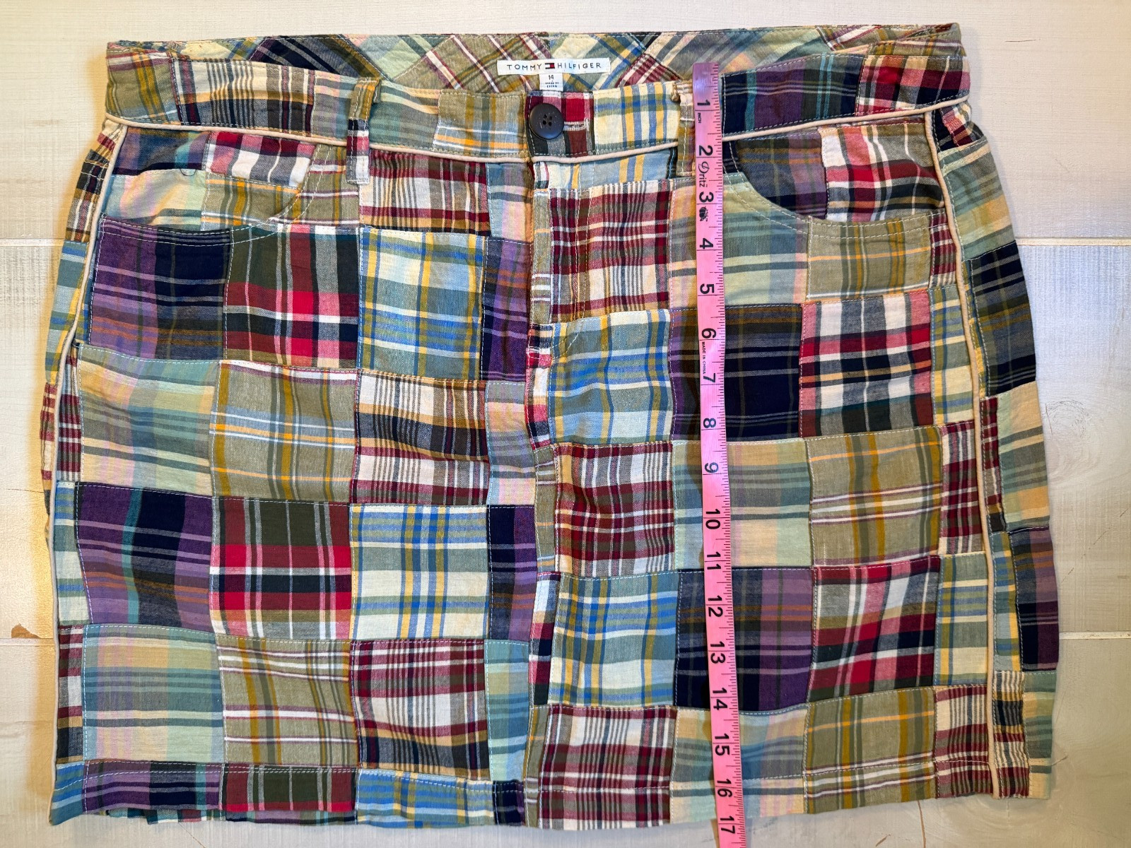Tommy Hilfiger patchwork short skirt size 14 women's