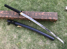 HANDMADE JAPANESE SAMURAI KATANA SWORD DAMASCUS FOLDED STEEL SHARP FULL TANG .