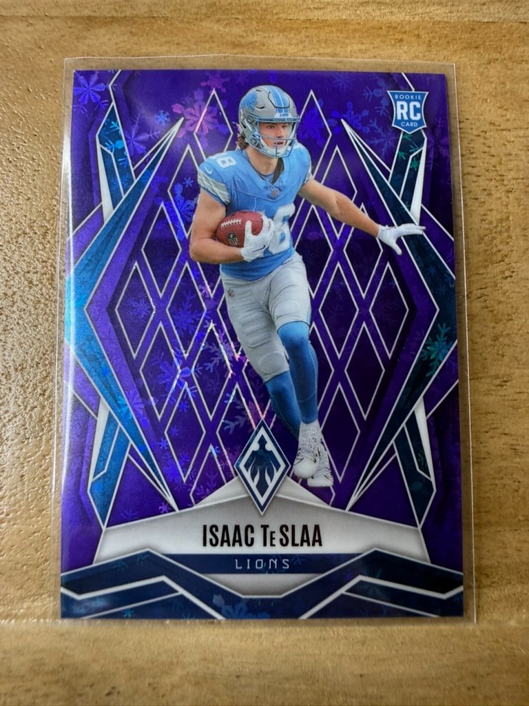 2025 Panini Phoenix Winter Purple Isaac TeSlaa Rookie /249 Detroit Lions #189