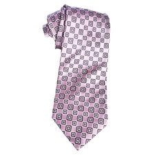 Insignia Silk Tie Geometric Print Pink Y2K Style Business Core Power Dressing