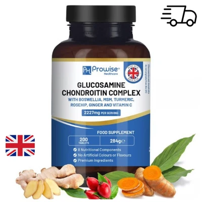 PROWISE HEALTH Glucosamine and Chondroitin Complex Capsules Strength Joint Care 200 Tablets