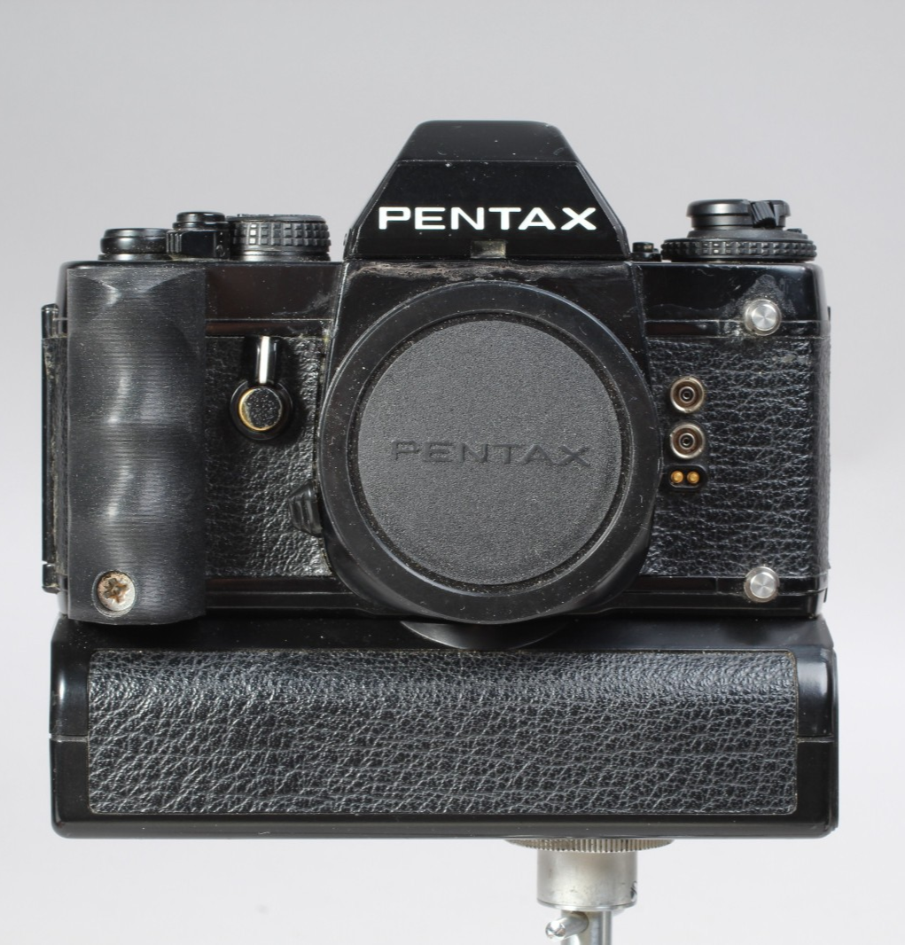 PENTAX LX WITH MOTOR WINDER GRIP STRAP CAP MANUAL METER WORKS READ
