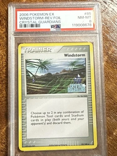 2006 WINDSTORM Pokemon Card #85 EX Crystal Guardians Reverse Holo Stamped PSA 8